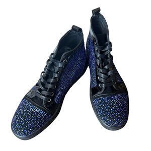 Barabas Men's wild Glittery blue and black high tops size 11